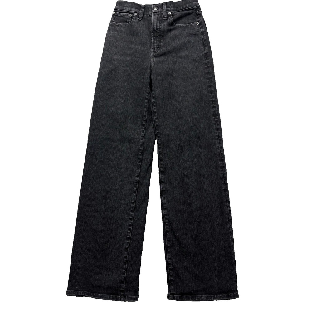 Madewell The Perfect Vintage Wide Leg High-Rise Black Wash Jeans Sz 26T 26x32